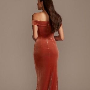 David's Bridal Velvet Rust Orange Dress Sz 12